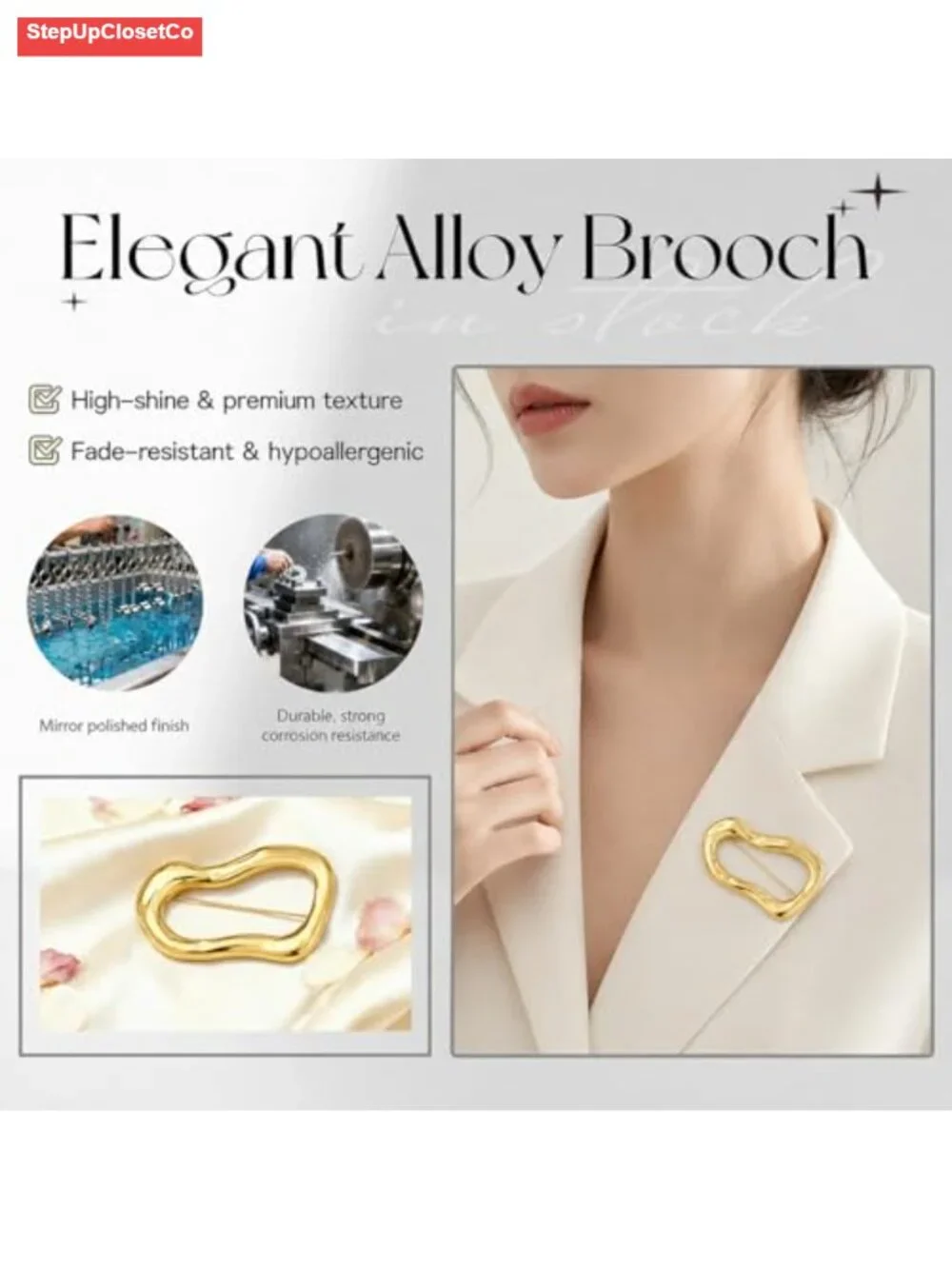 Chunky Spiral Brooch for Women Statement Pin